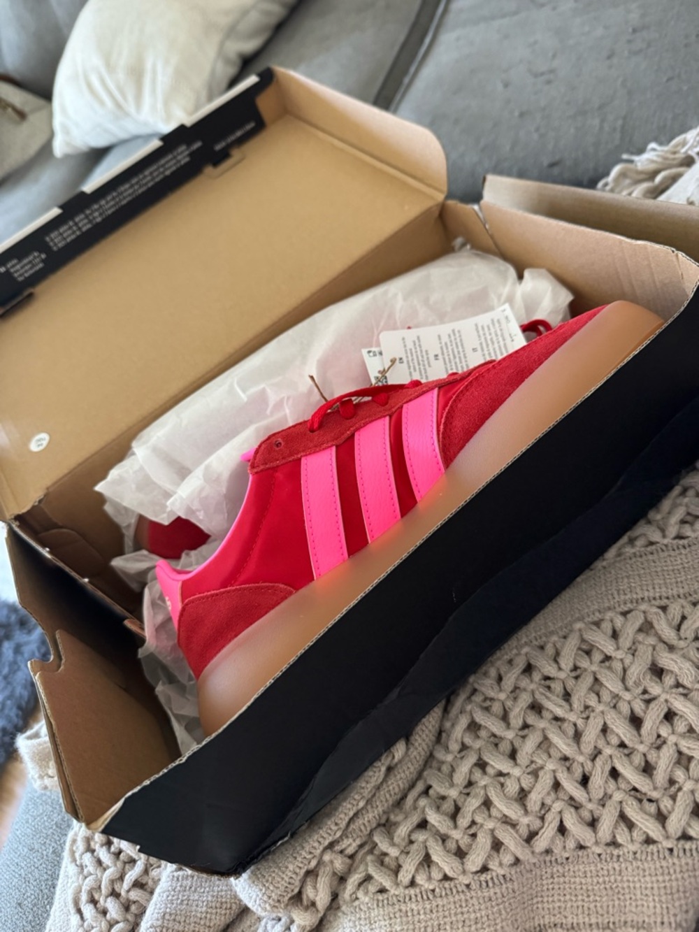 adidas Kids/women’s Red & Hot Pink Low-Top Sneakers